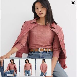 LOFT Women's Dusty Rose Lace Long Sleeve NWOT - medium